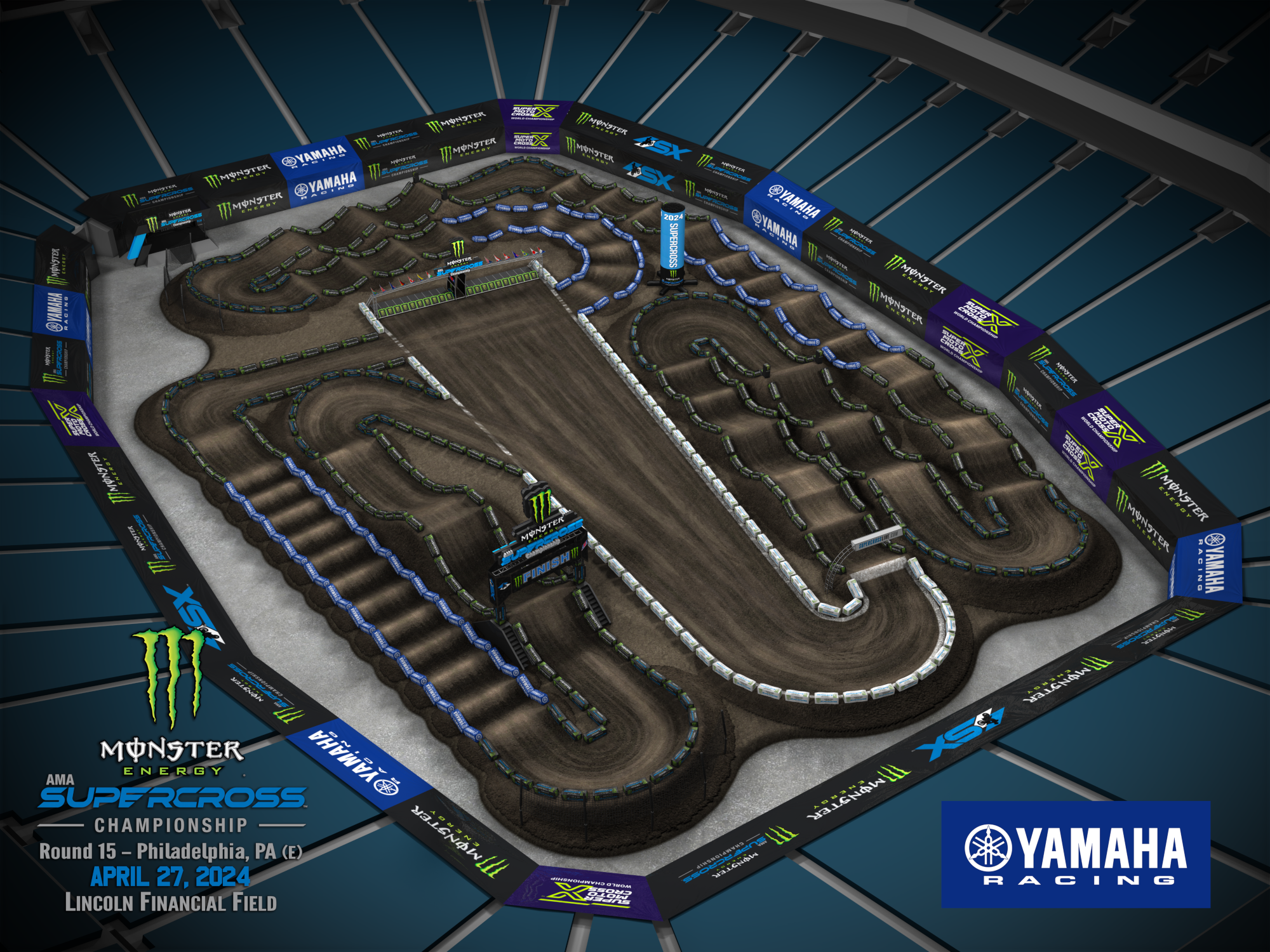 AMA Supercross – Yamaha Animated Track Map – Philadelphia 2024