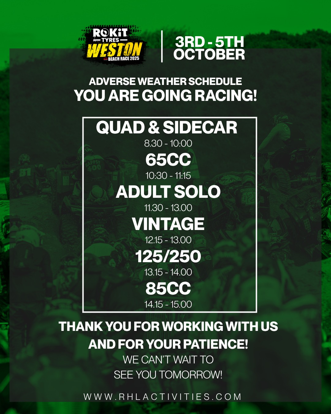 Sunday is go for the 2025 Weston Beach Race!