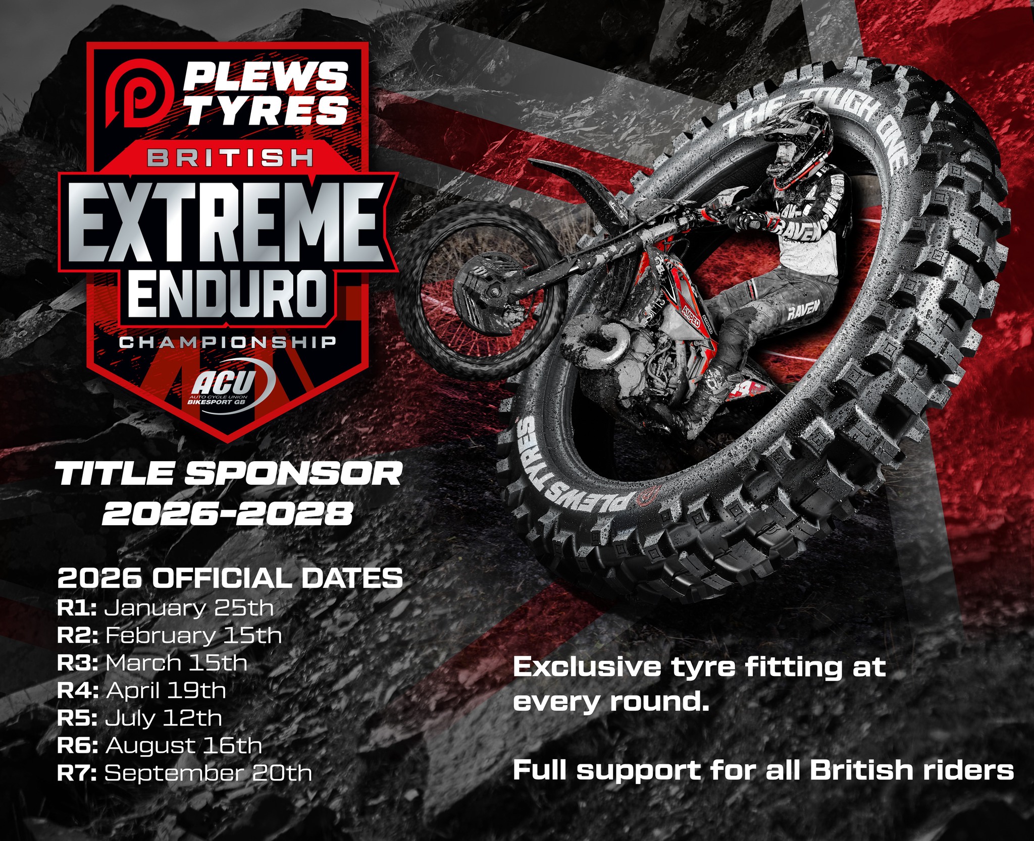 Plews Tyres Announced as Title Sponsor of the ACU British Extreme Enduro Championship