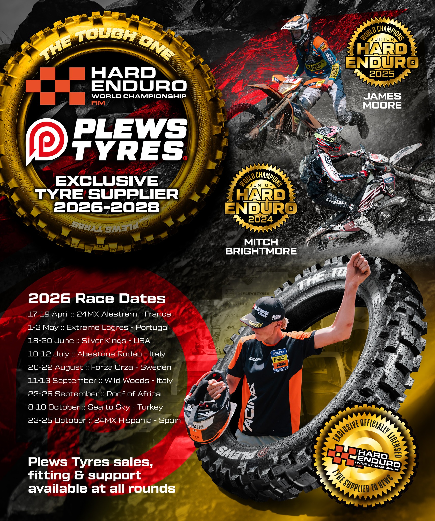 Plews Tyres exclusive tyre sponsor of FIM Hard Enduro World Championship from 2026 to 2028
